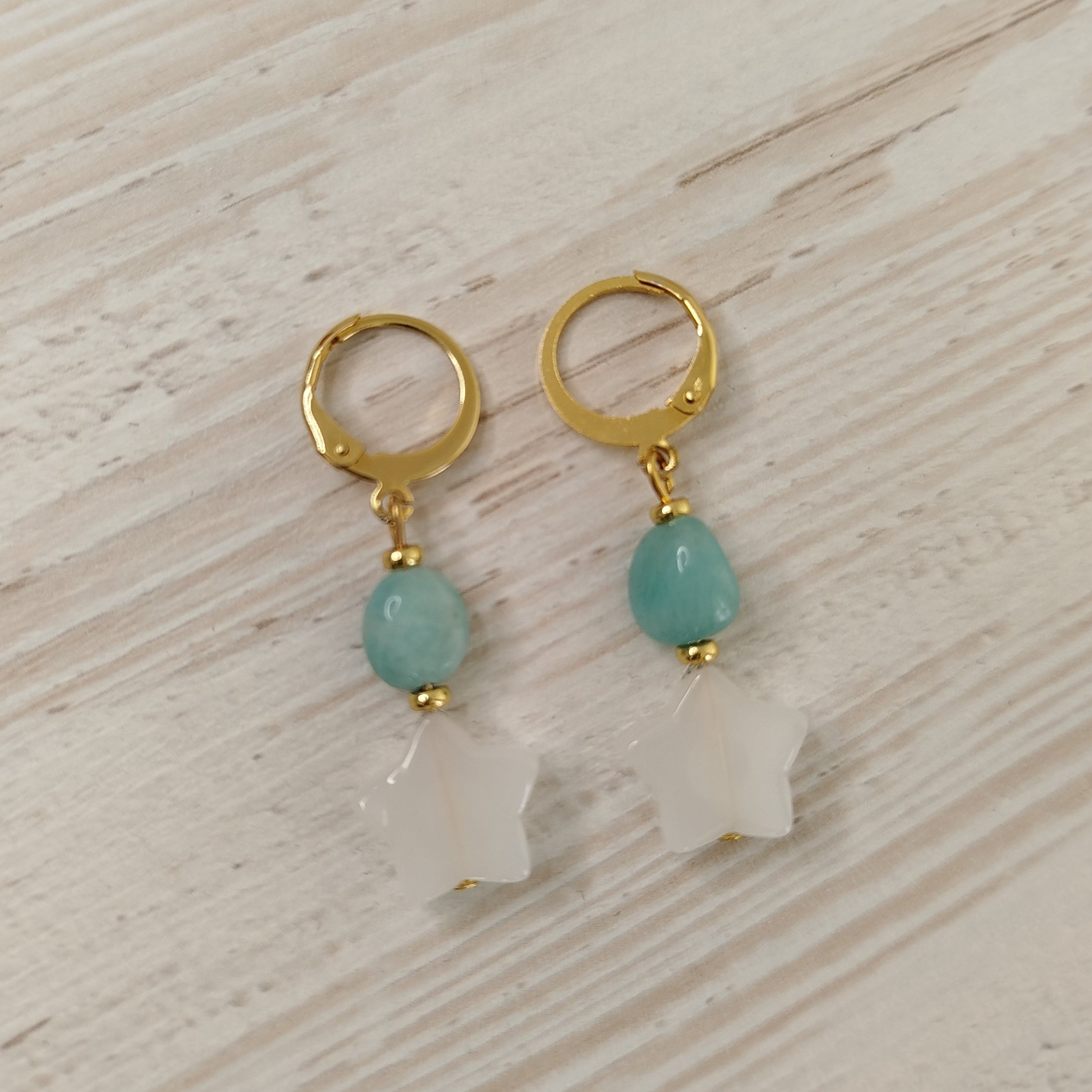 Pendientes Amaura - Amazonita y Jade blanco para la paz interior