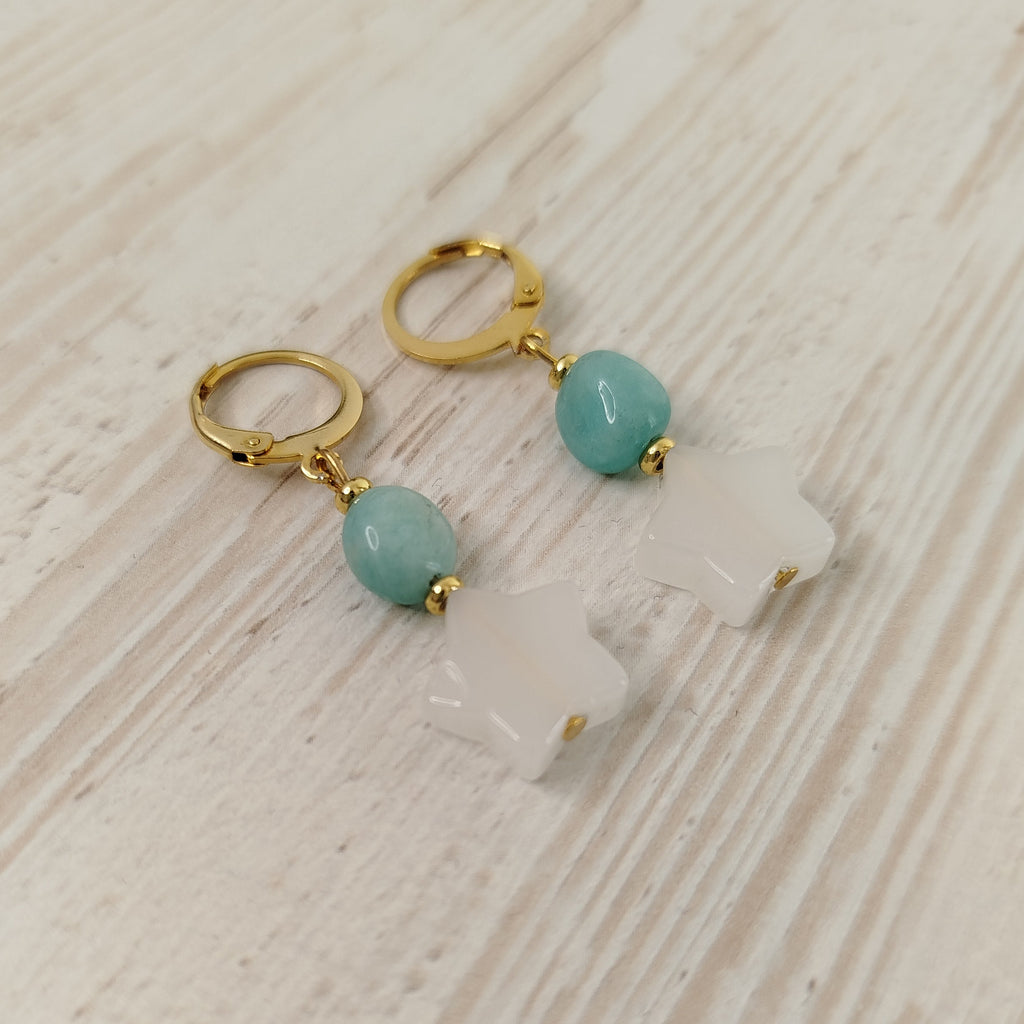 Pendientes Amaura - Amazonita y Jade blanco para la paz interior