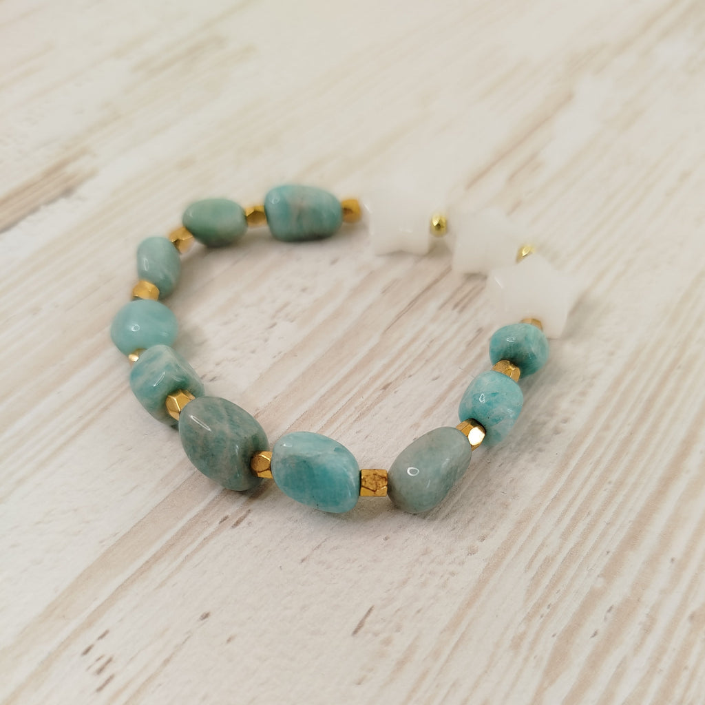 Pulsera Amarua - Amazonita y Jade blanco para la paz interior