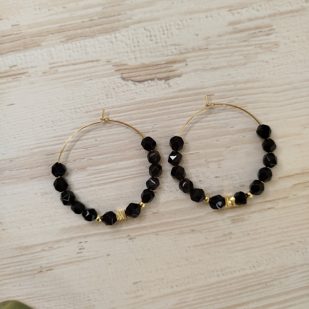 Pendientes Obsidiana Zemira | Protección · Claridad mental ·  Enraizamiento