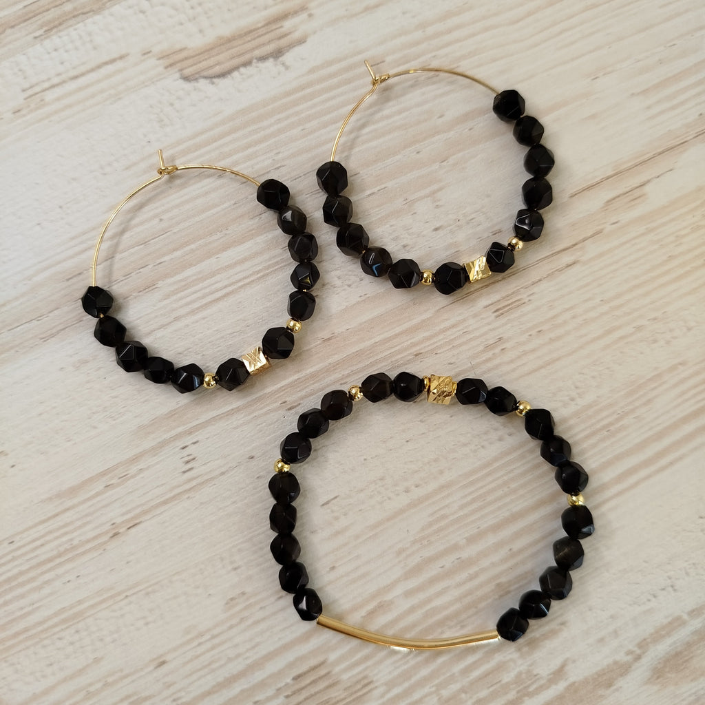 Pendientes Obsidiana Zemira | Protección · Claridad mental ·  Enraizamiento