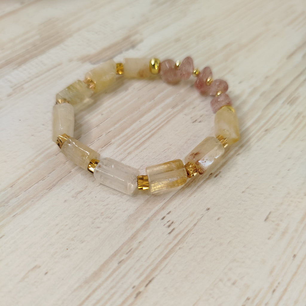 Pulsera Citrino y Cuarzo fresa Kira | Sanación emocional · Claridad · Motivación