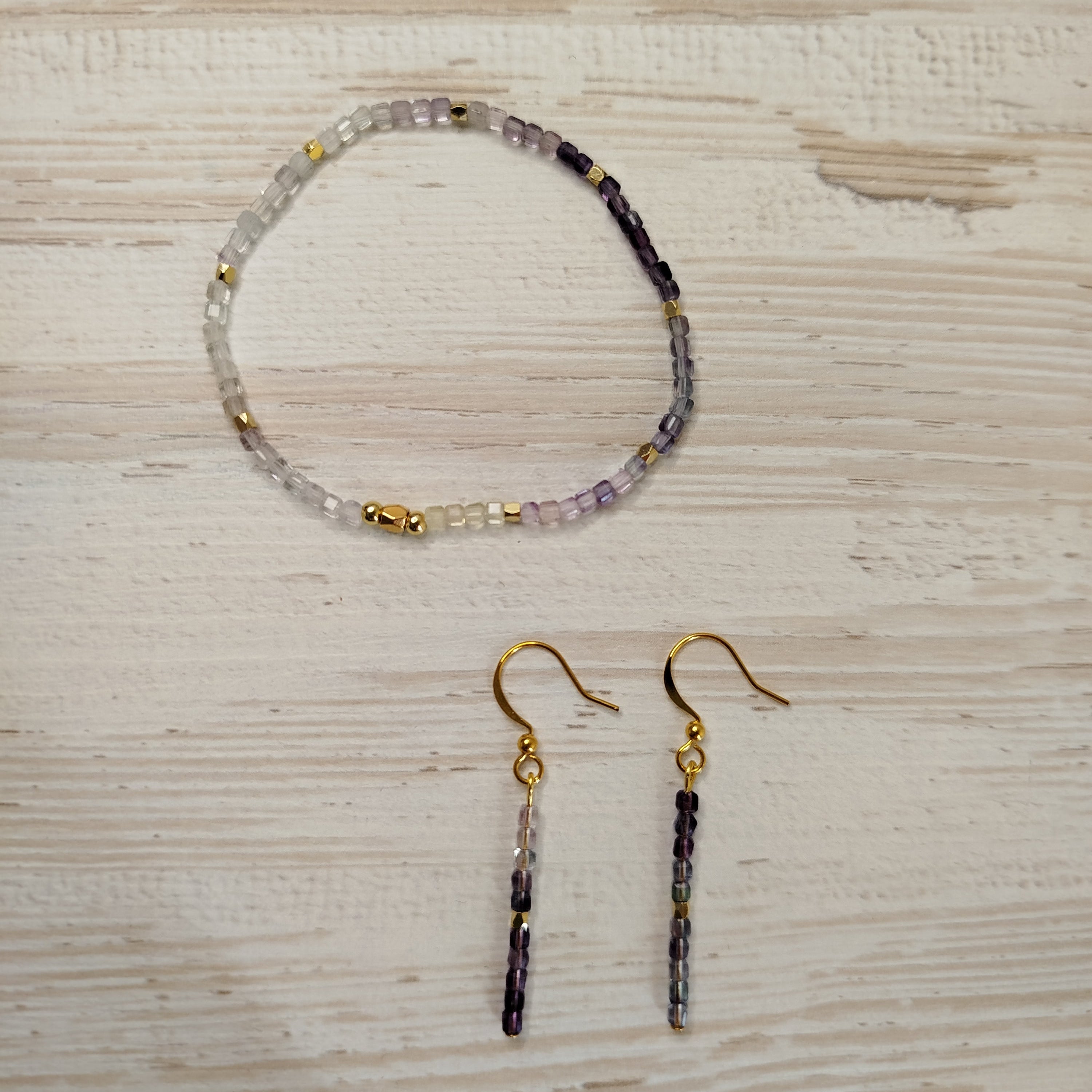 Pendientes largos Silforha – Fluorita para limpieza y protección