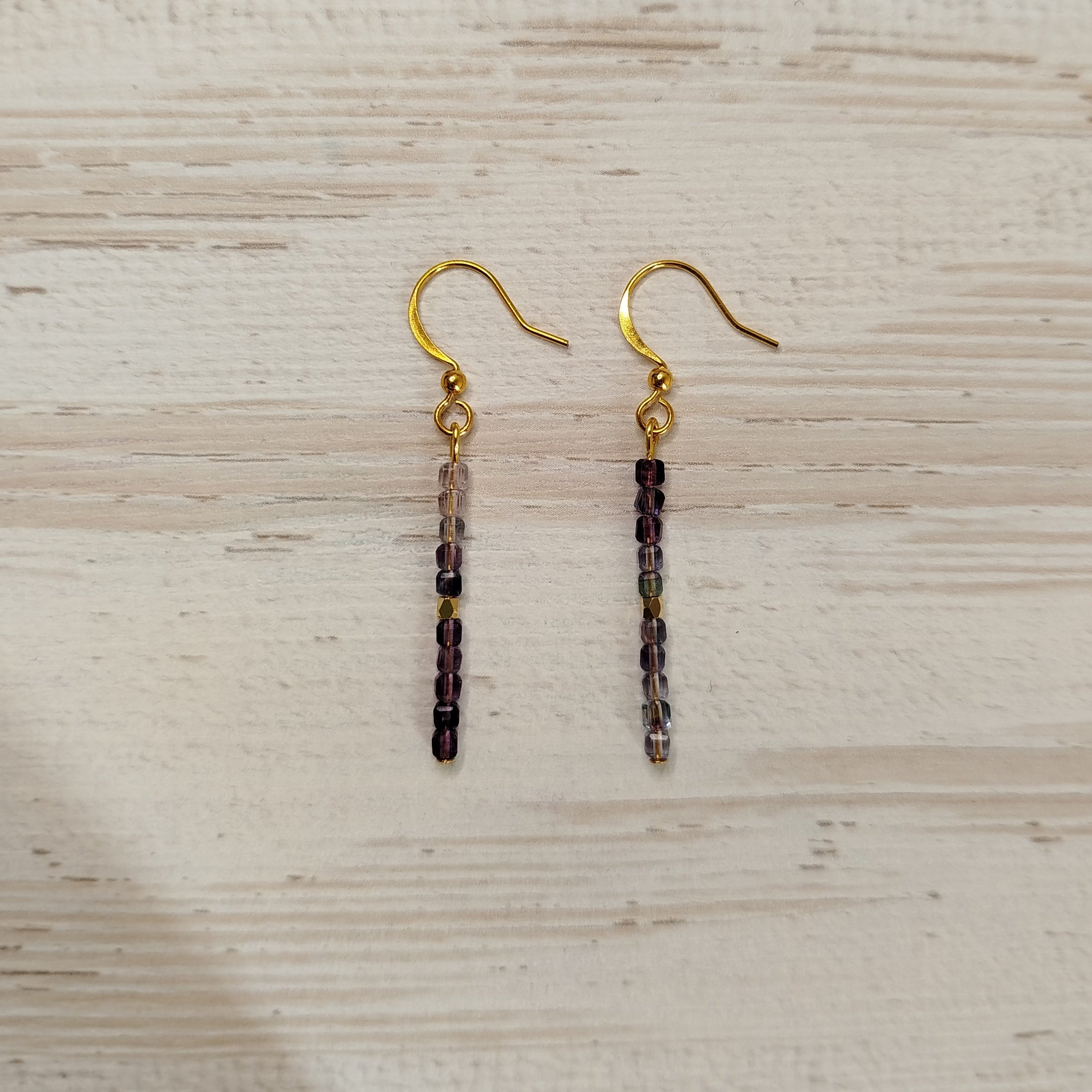 Pendientes largos Silforha – Fluorita para limpieza y protección