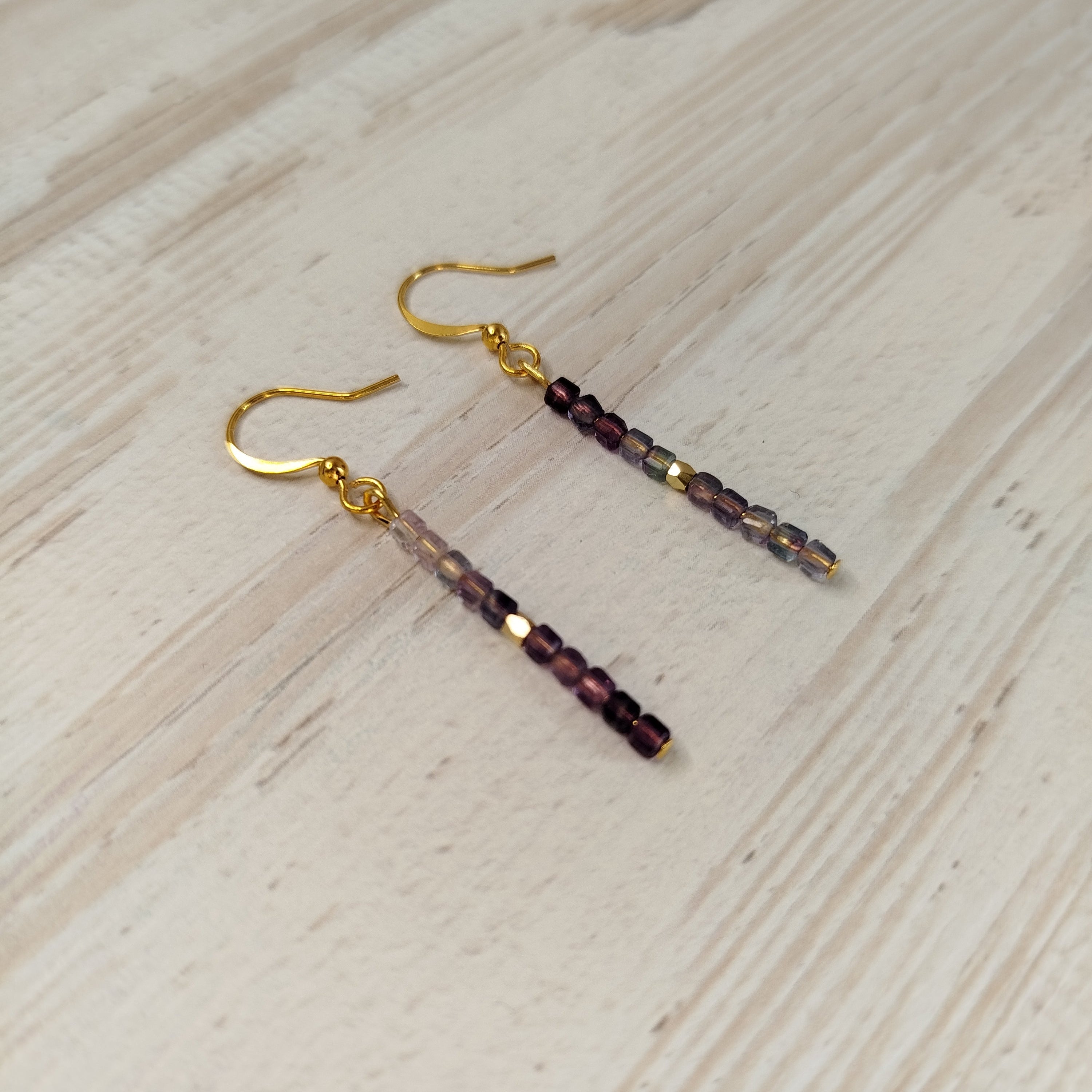 Pendientes largos Silforha – Fluorita para limpieza y protección