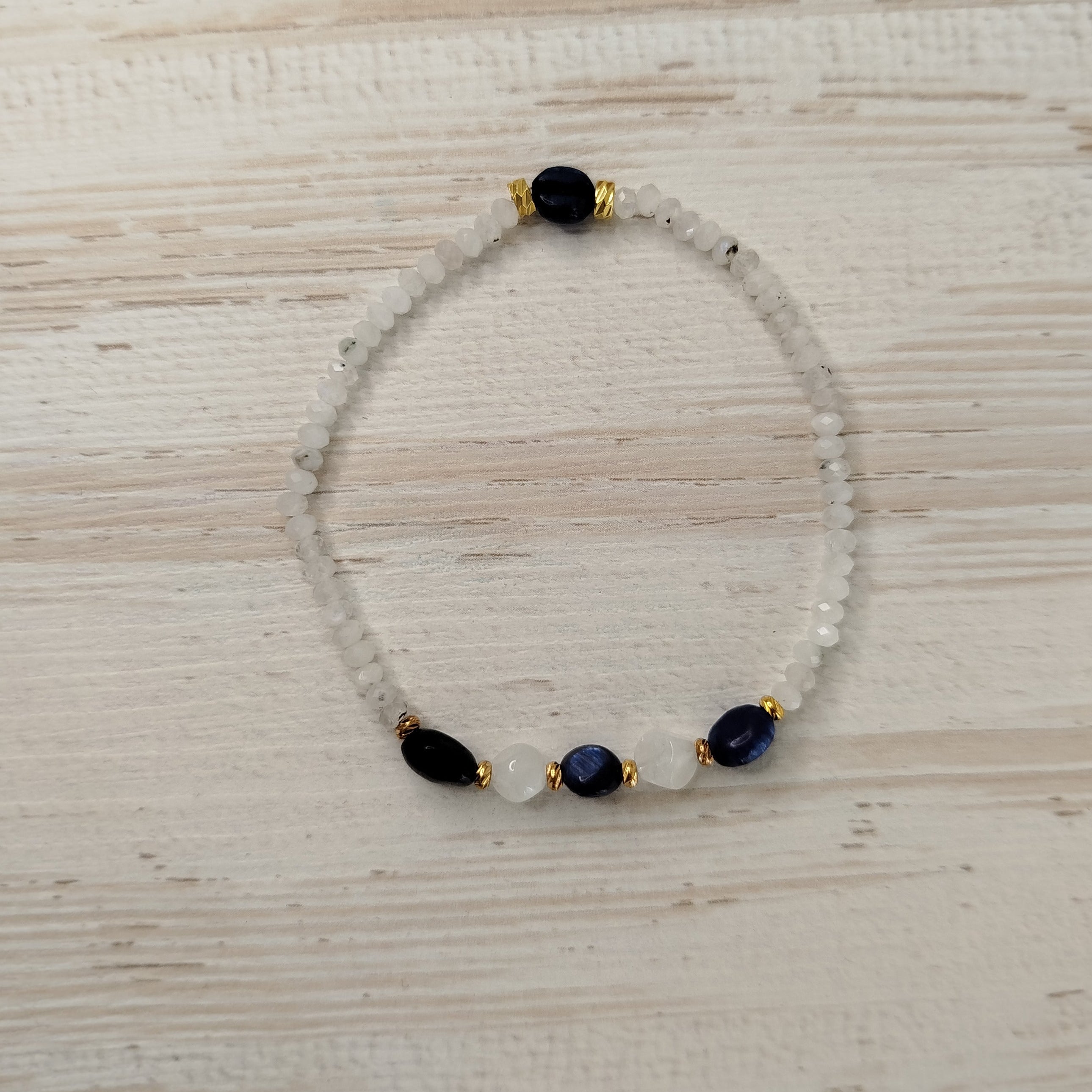 Pulsera Kyanelisse · Cianita y labradorita para conexión espiritual, intuición y protección