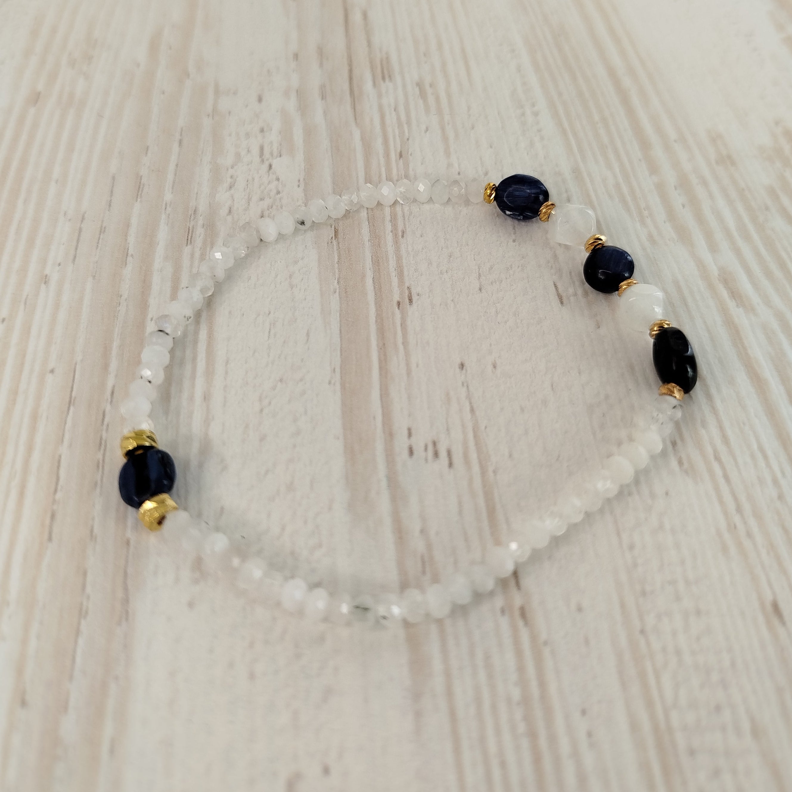 Pulsera Kyanelisse · Cianita y labradorita para conexión espiritual, intuición y protección