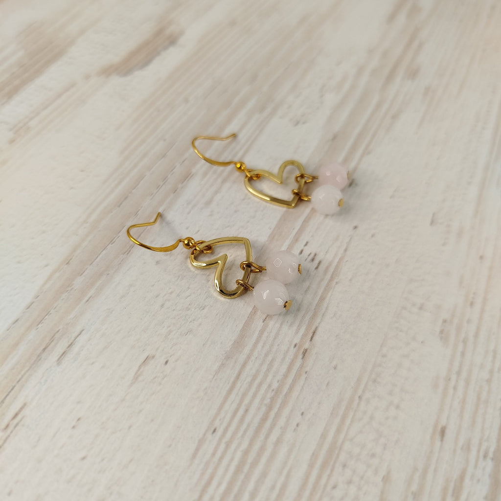Pendientes Coravielle – Cuarzo rosa para amor, autoestima y sanación emocional