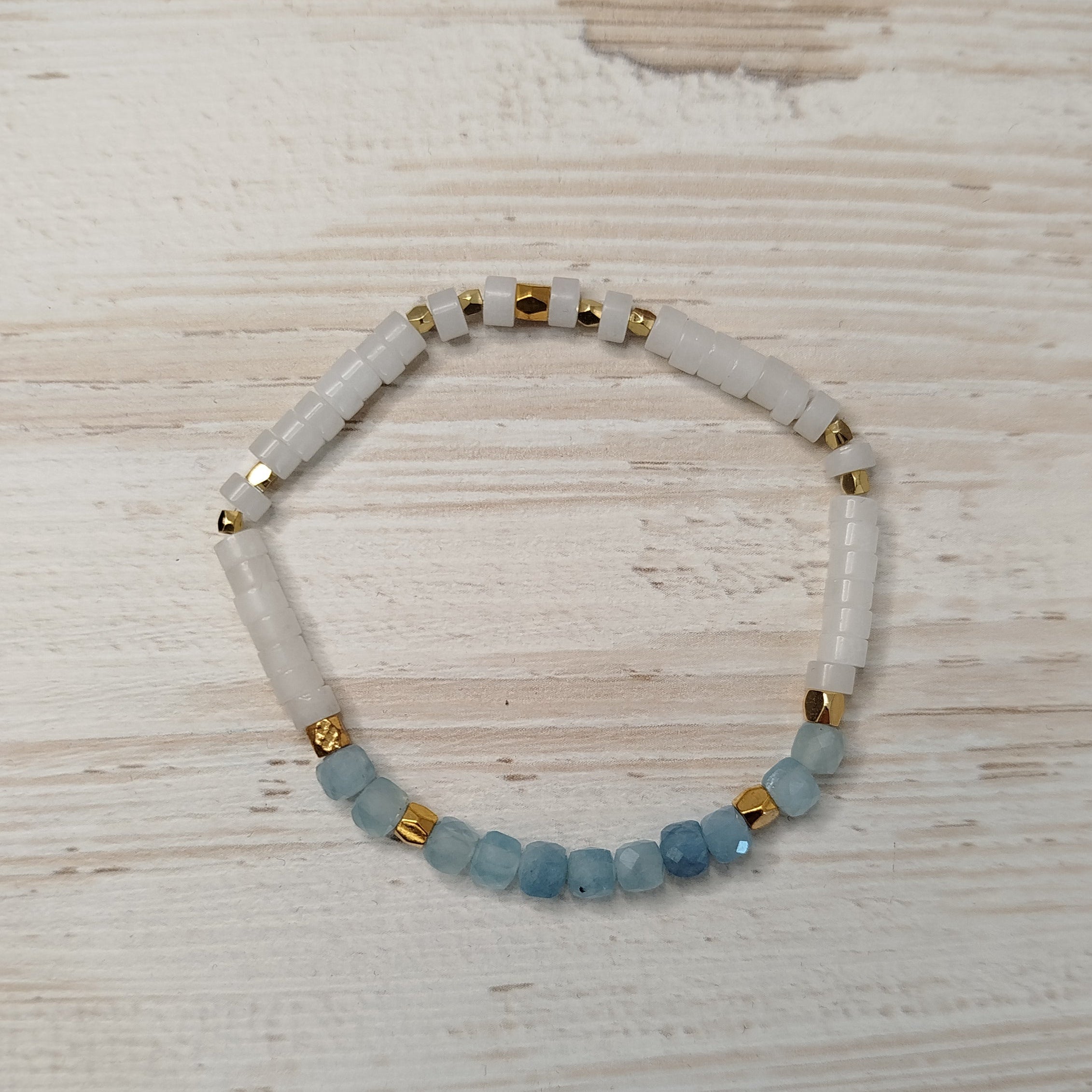 Pulsera Marelyssia · Aguamarina y jade para calma, paz interior y conexión espiritual