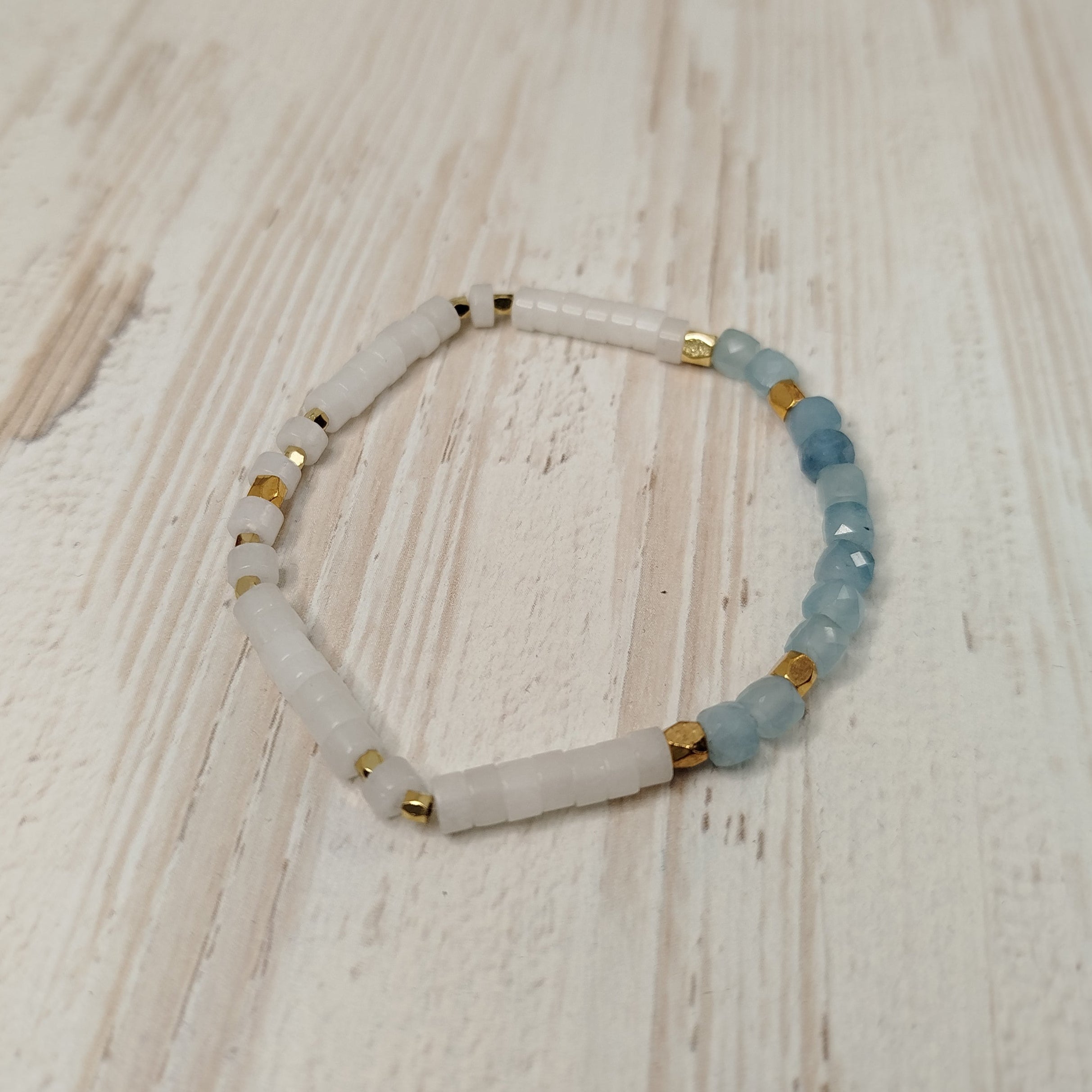 Pulsera Marelyssia · Aguamarina y jade para calma, paz interior y conexión espiritual