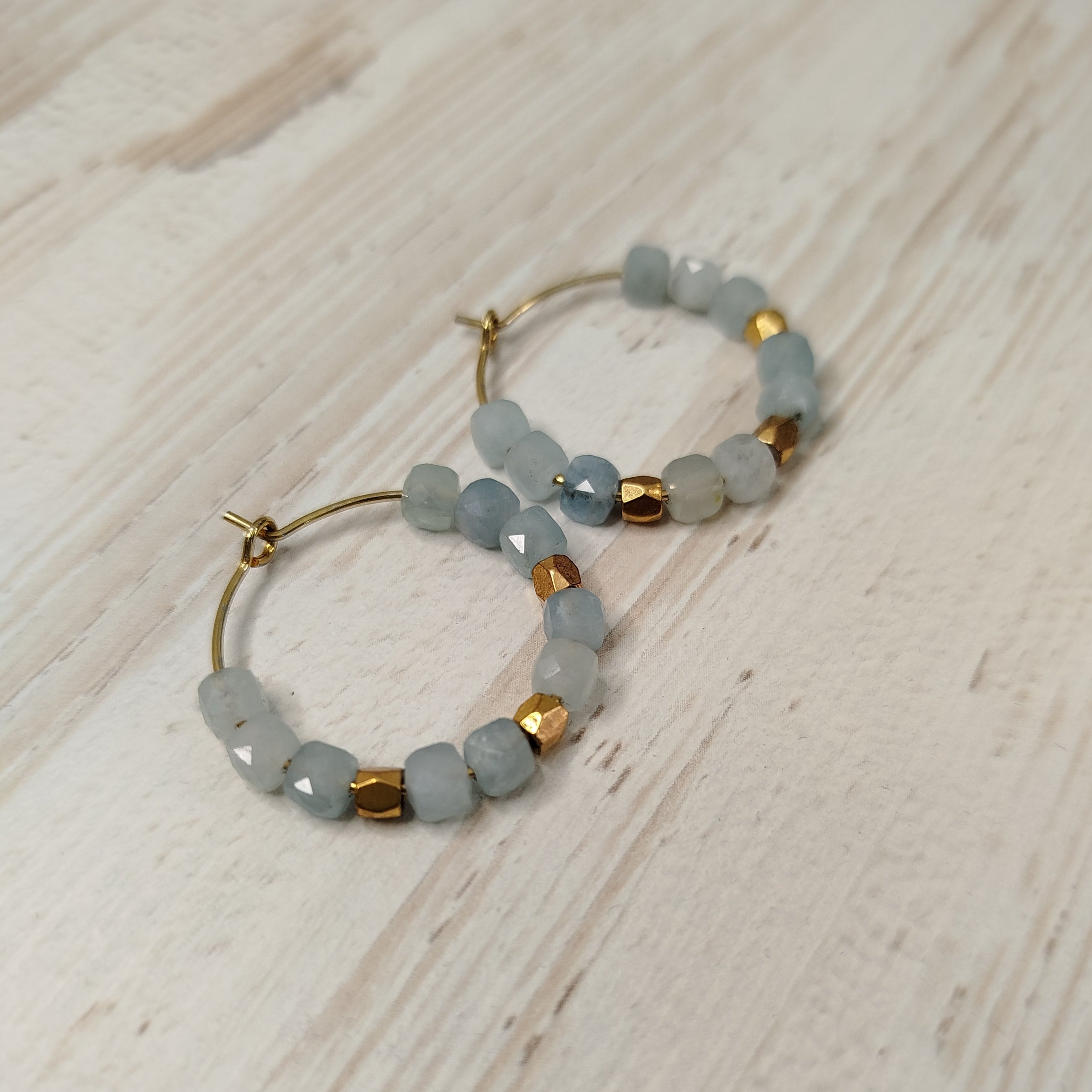 Pendientes Vela · Aguamarina para calma y autoexpresión