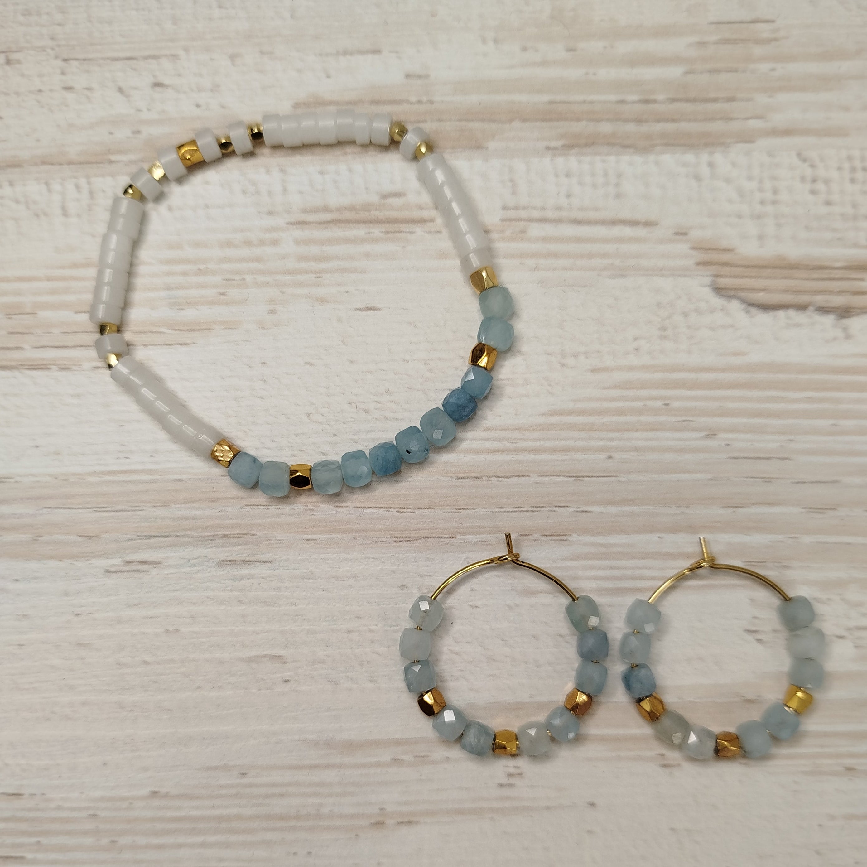 Pendientes Vela · Aguamarina para calma y autoexpresión