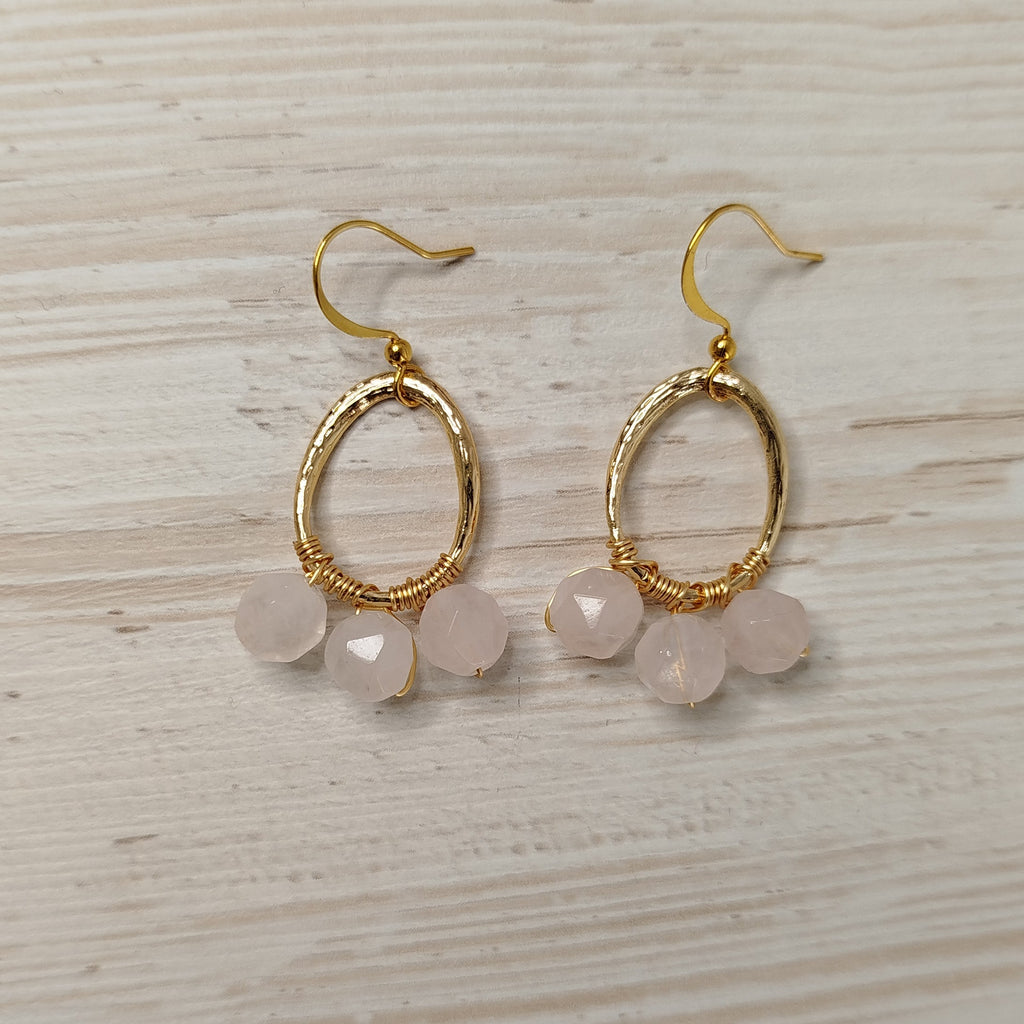 Pendientes Cora · Cuarzo rosa para autoestima y sanación emocional