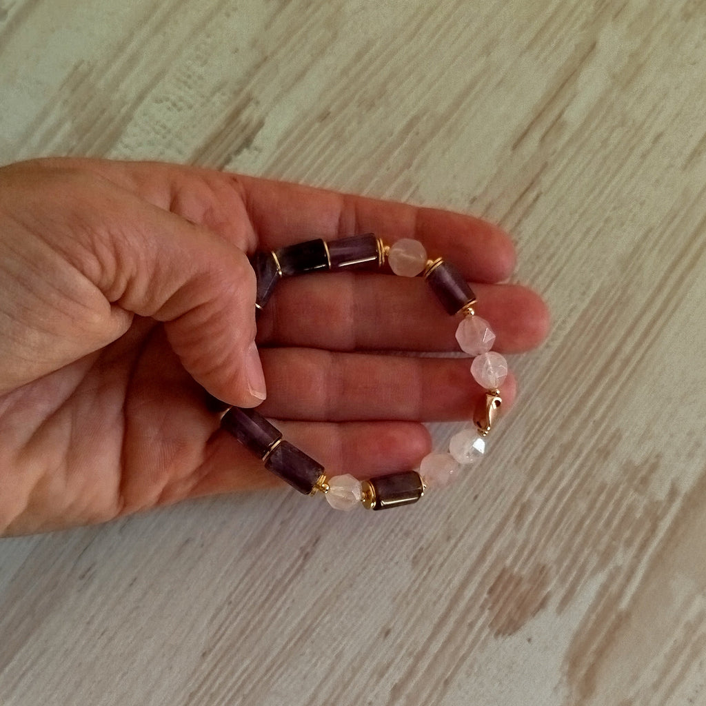 Pulsera Amatista y Cuarzo rosa Kathara | Protección · Calma · Limpieza