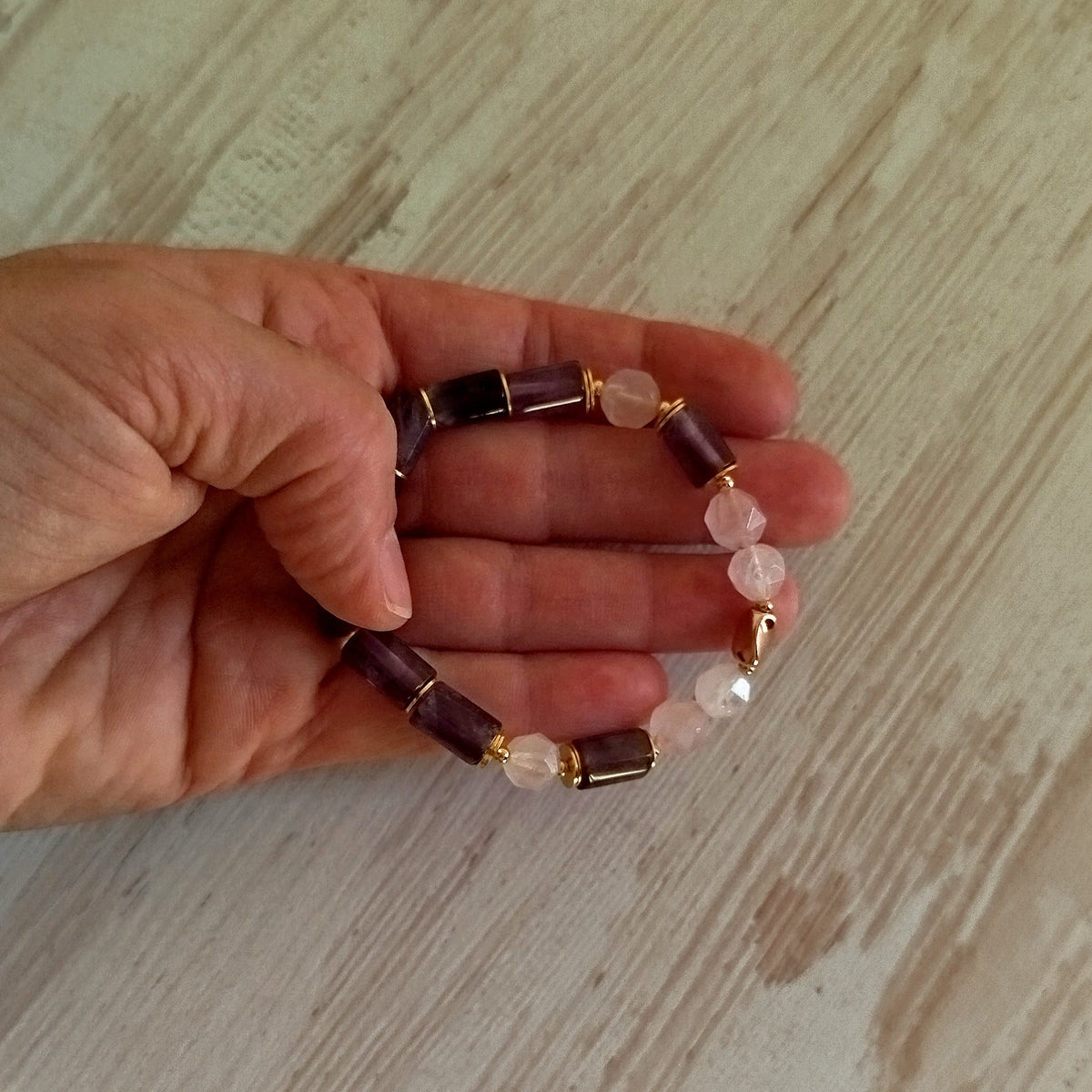 Pulsera Amatista y Cuarzo rosa Kathara | Protección · Calma · Limpieza