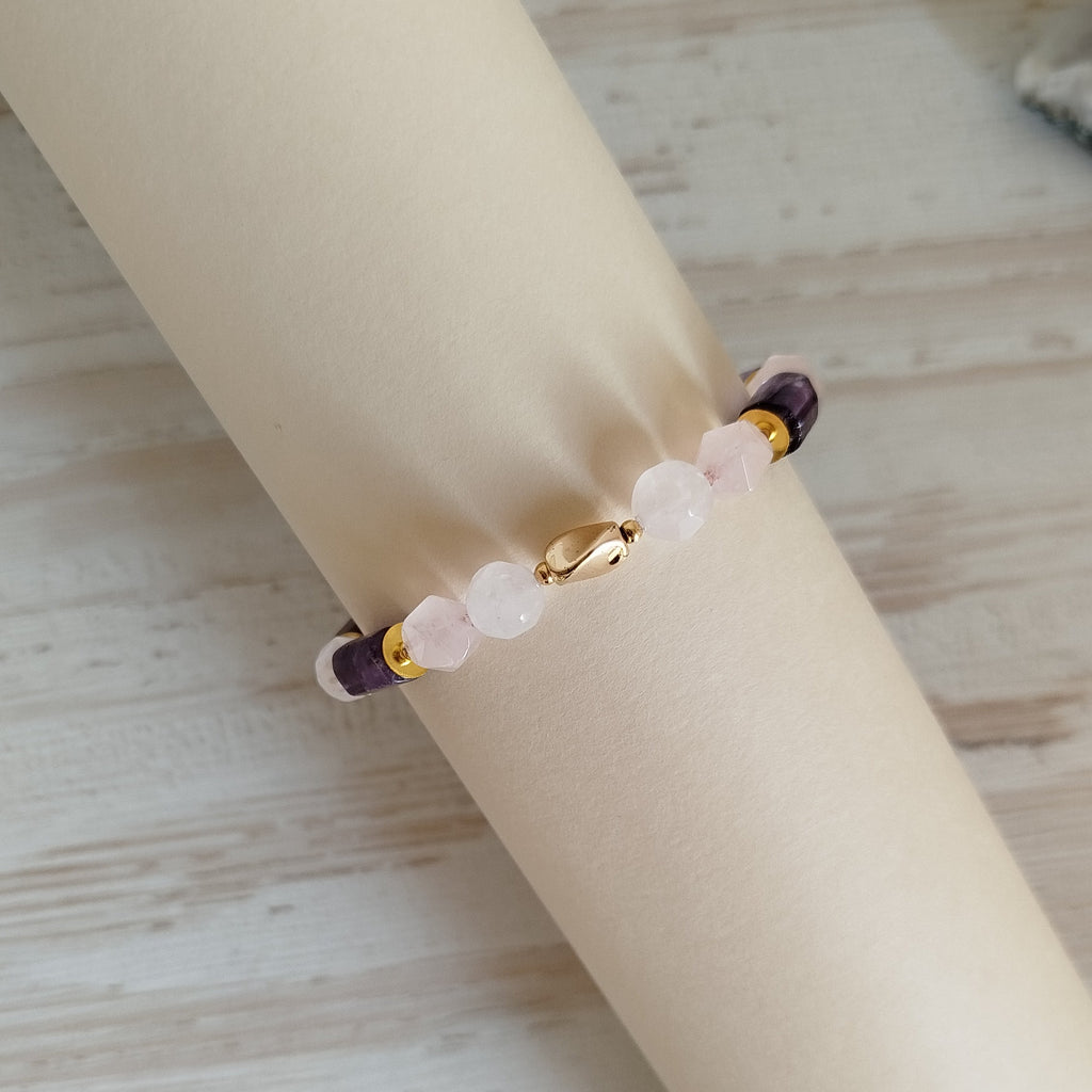Pulsera Amatista y Cuarzo rosa Kathara | Protección · Calma · Limpieza