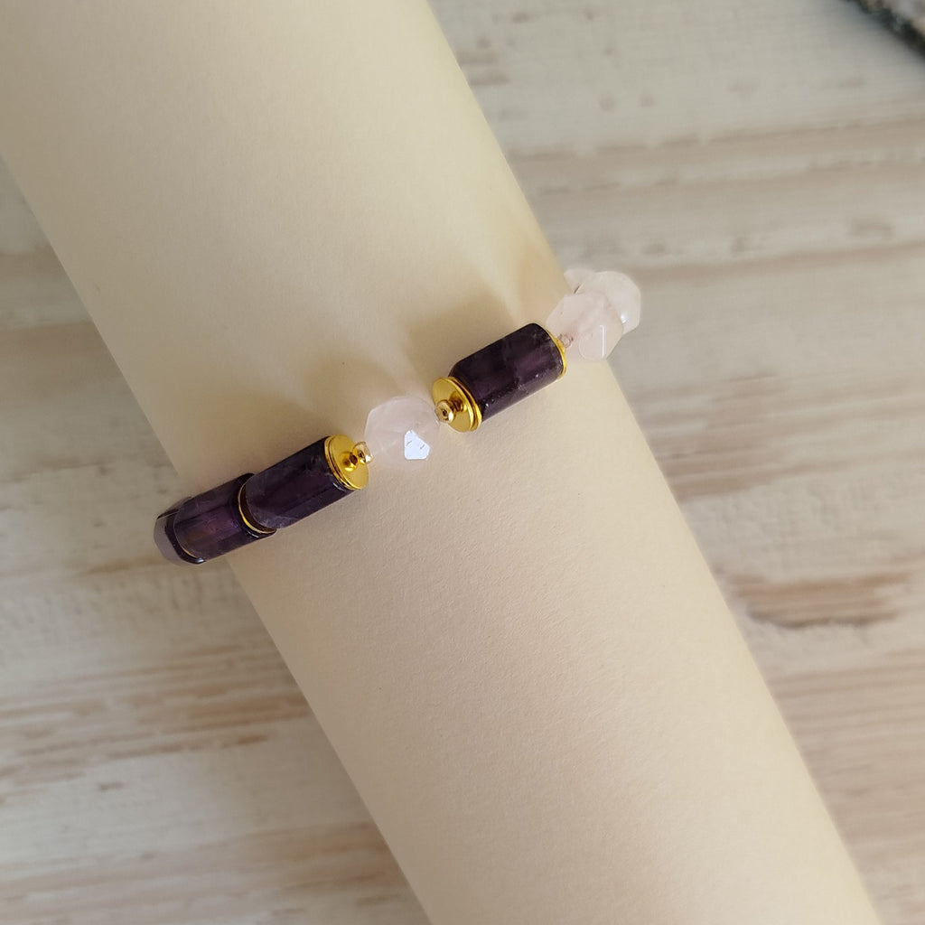 Pulsera Amatista y Cuarzo rosa Kathara | Protección · Calma · Limpieza
