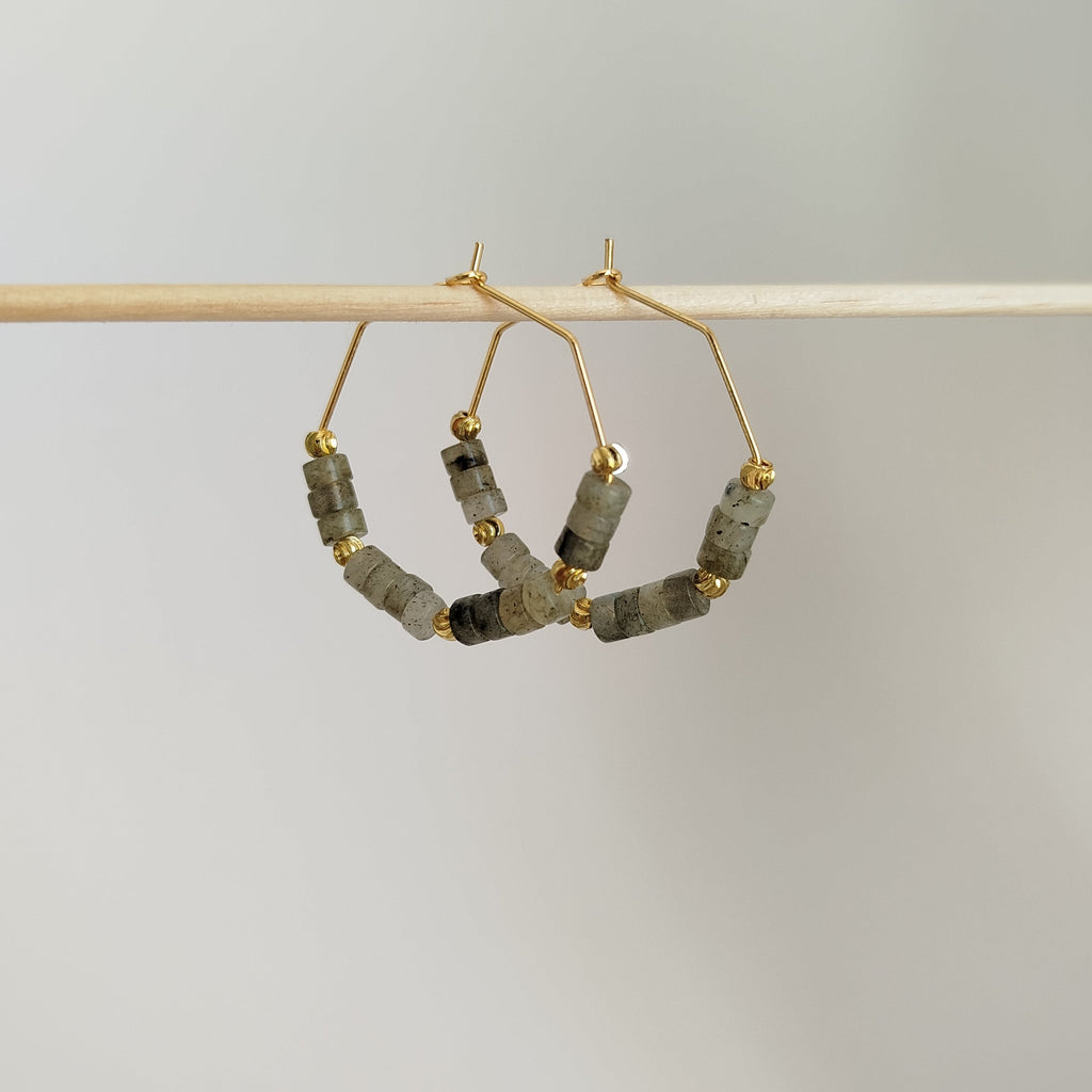 Pendientes Labradorita Teria | Protección · Limpieza · Claridad mental · Confianza · Intuición