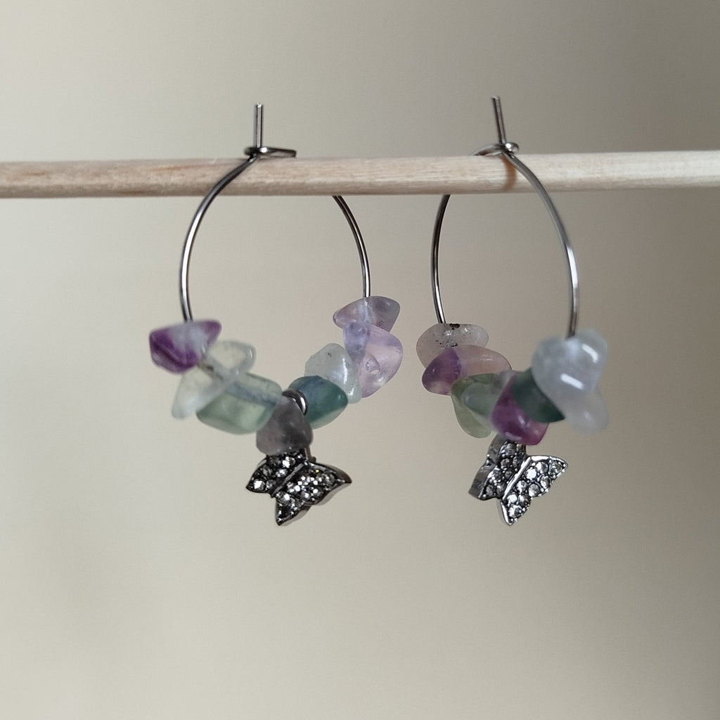 Pendientes Syke · Fluorita para limpieza y protección