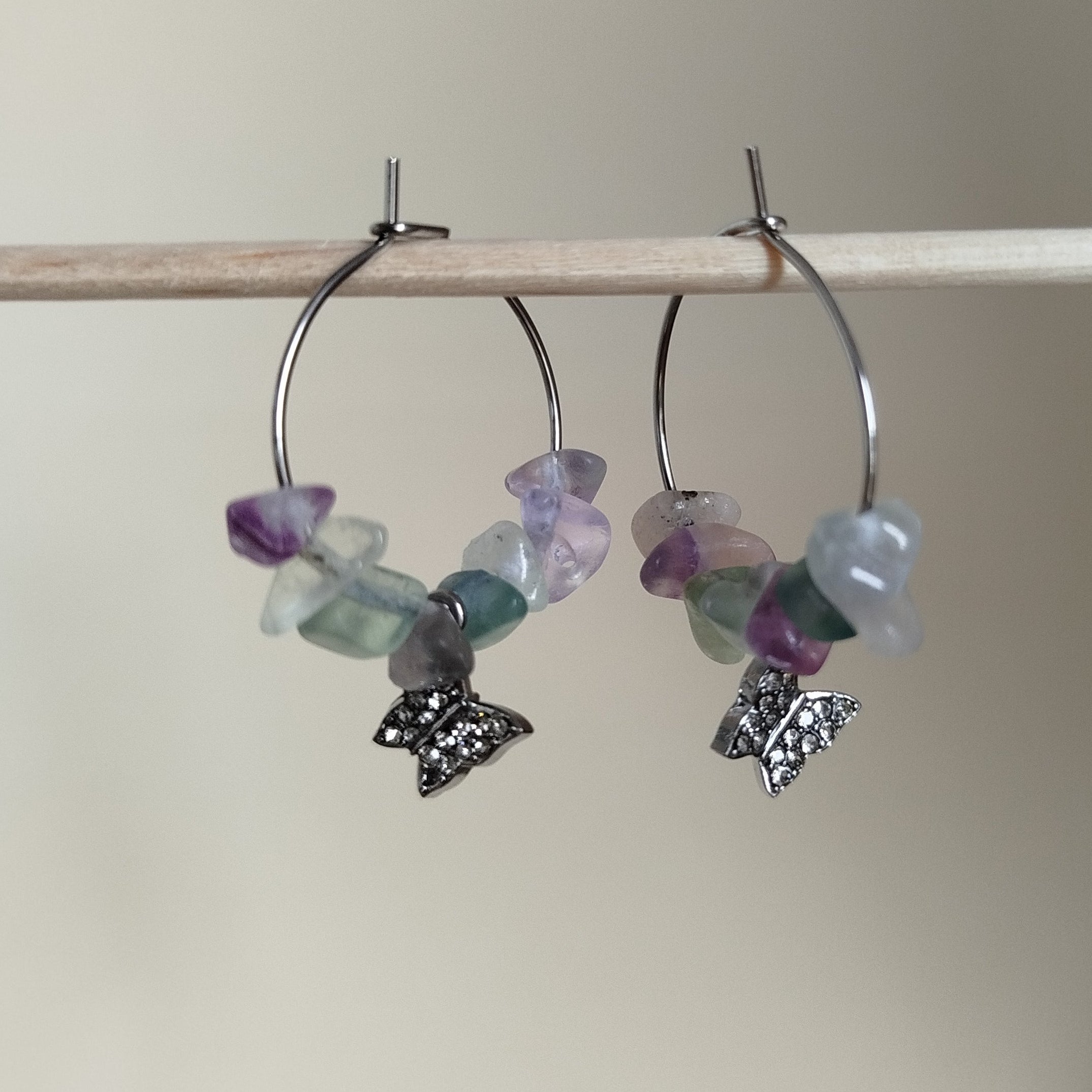 Pendientes Syke · Fluorita para limpieza y protección