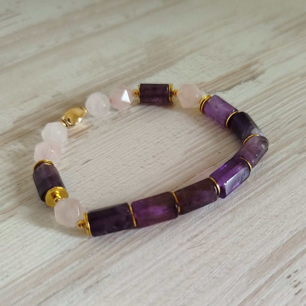 Pulsera Amatista y Cuarzo rosa Kathara | Protección · Calma · Limpieza